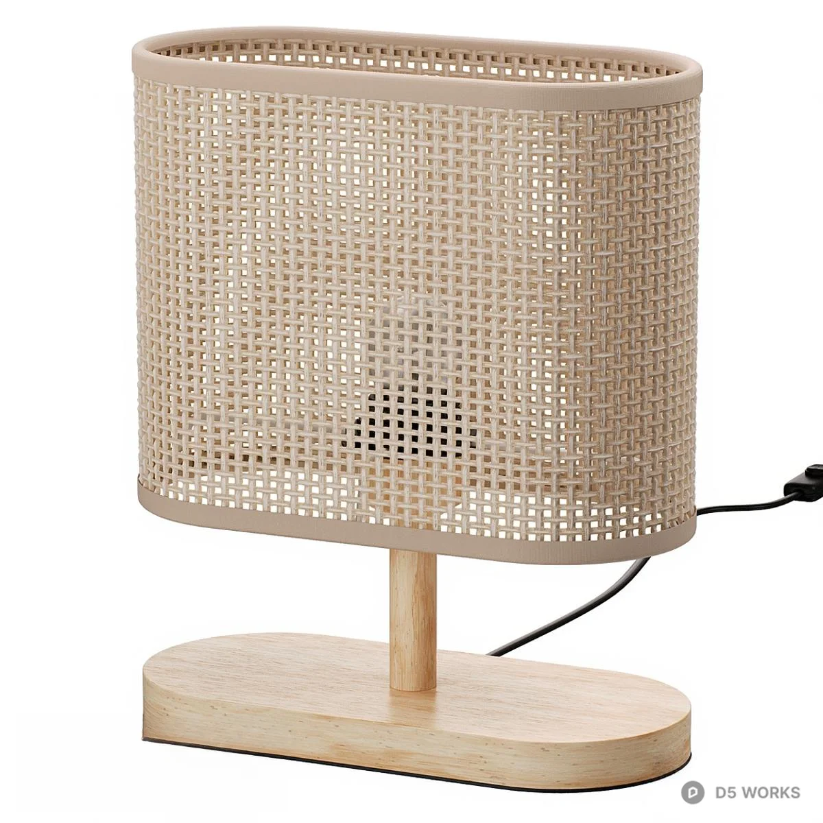 Woven Rattan Base Table Lamp 3d model - Image 1