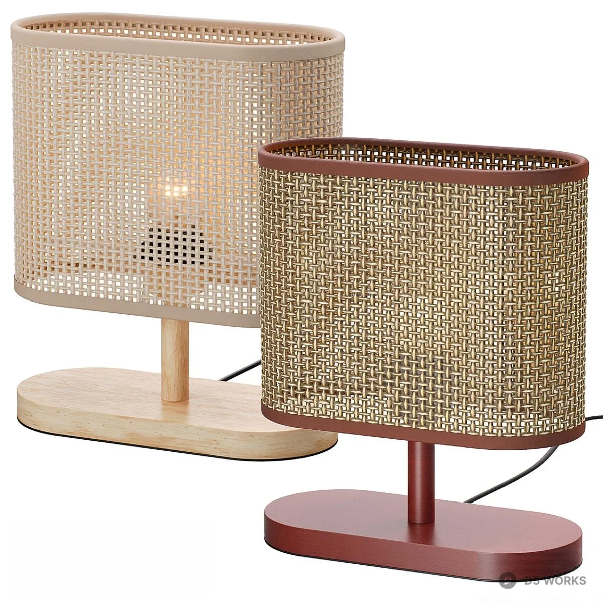Woven Rattan Base Table Lamp 3d model thumbnail 2