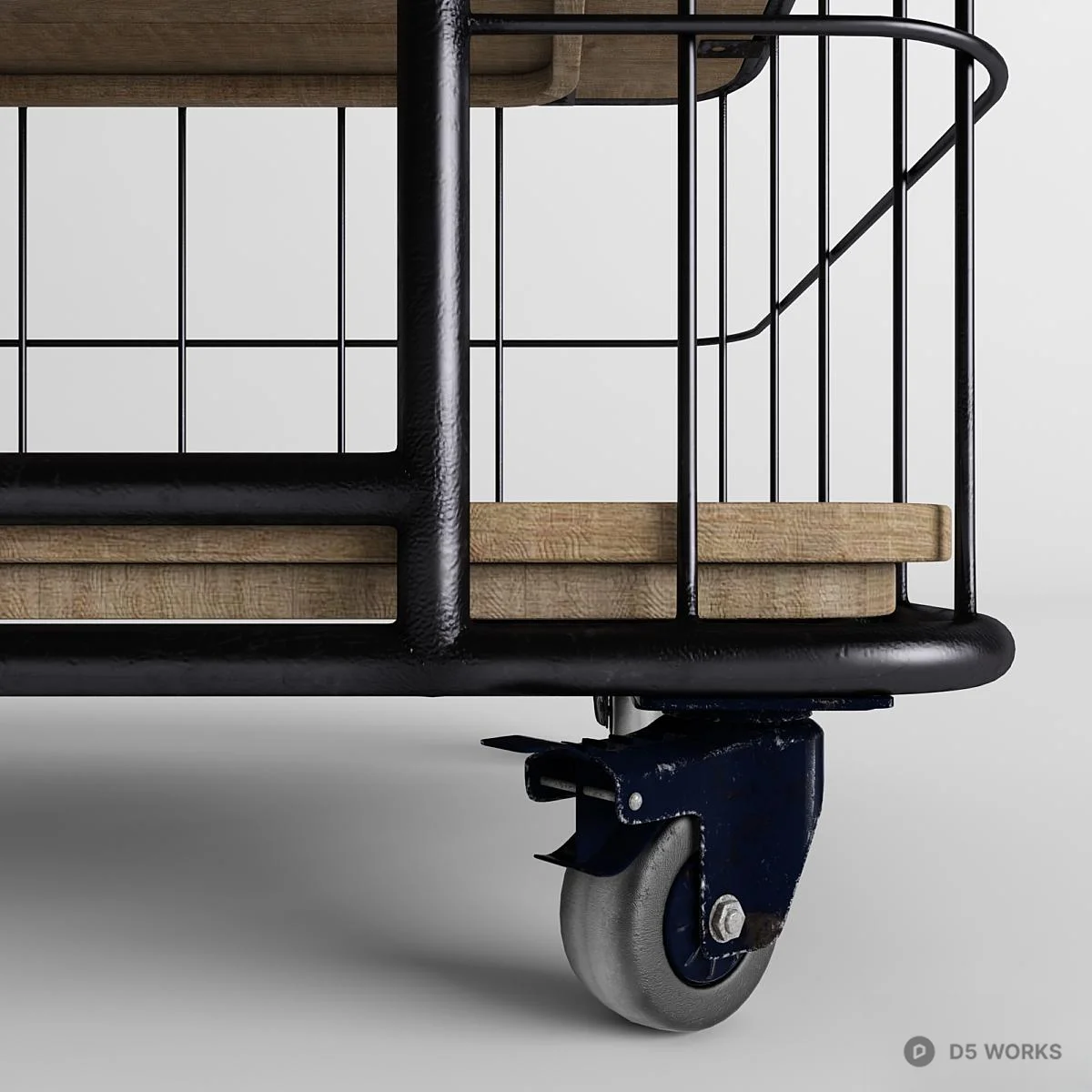 Industrial Style Metal And Wood Shelving Unit 3d model thumbnail 2