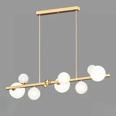 Brass Linear Pendant With Frosted Glass Spheres 3d model