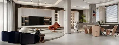 Modern Open Plan Living Dining Space 3d model
