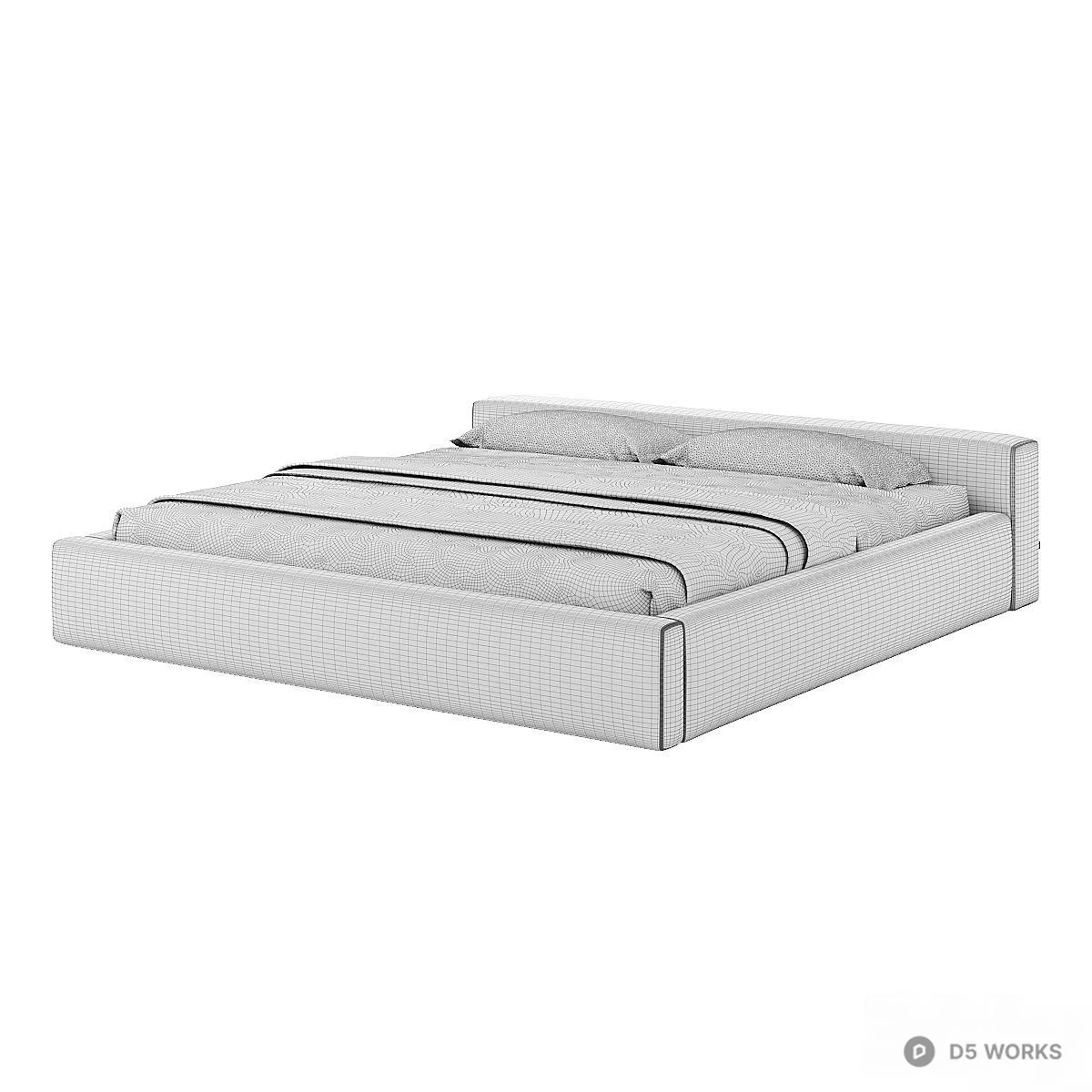 Upholstered Platform Bed With Storage 3d model thumbnail 3