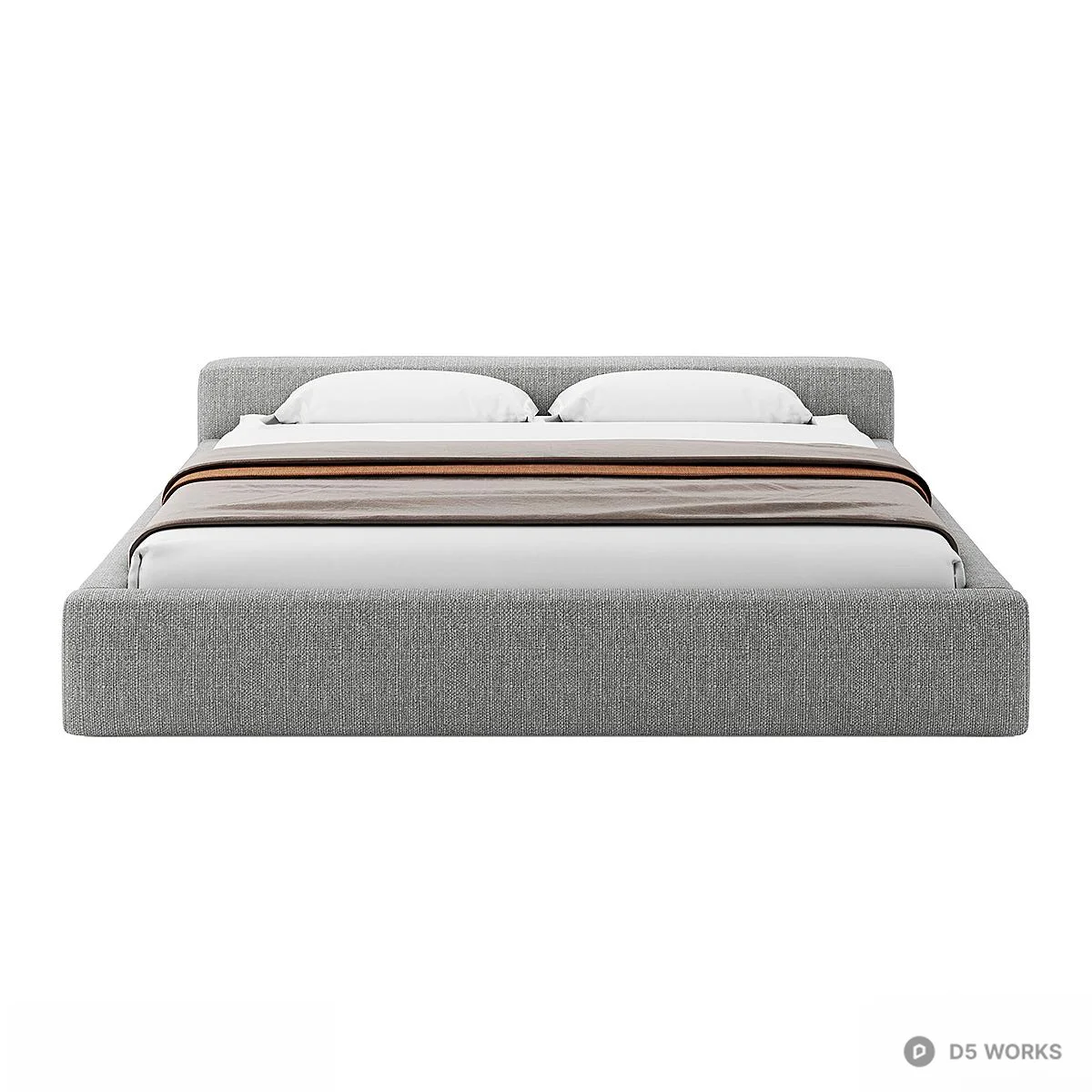 Upholstered Platform Bed With Storage 3d model thumbnail 2
