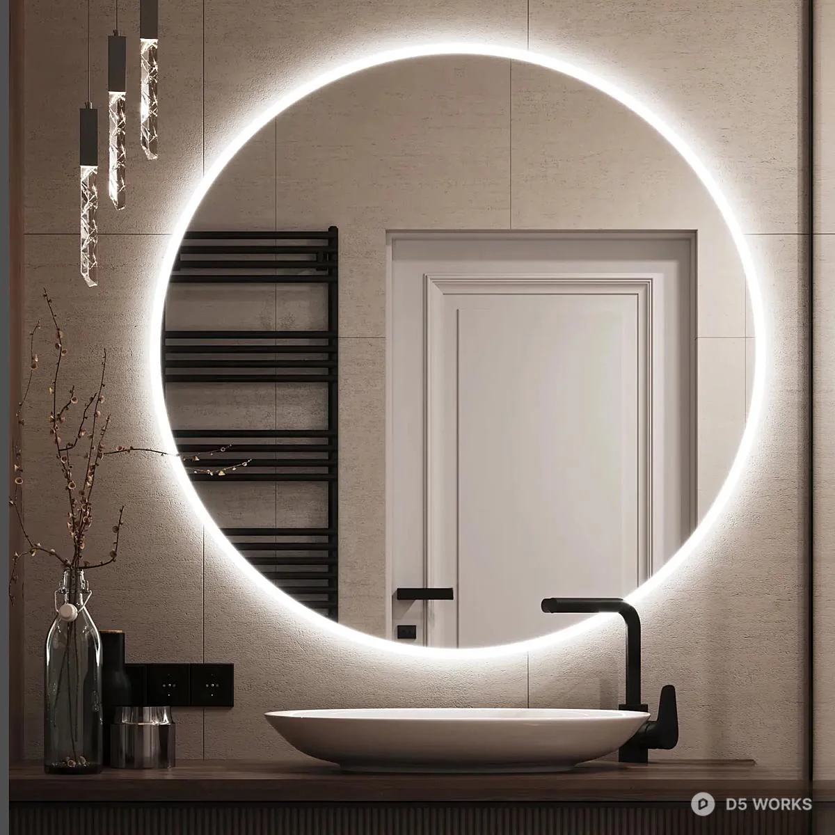 Round LED Mirror 3d model thumbnail 3