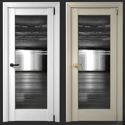 Frosted Glass Panel Door With Vertical Ribbed Texture 3d model