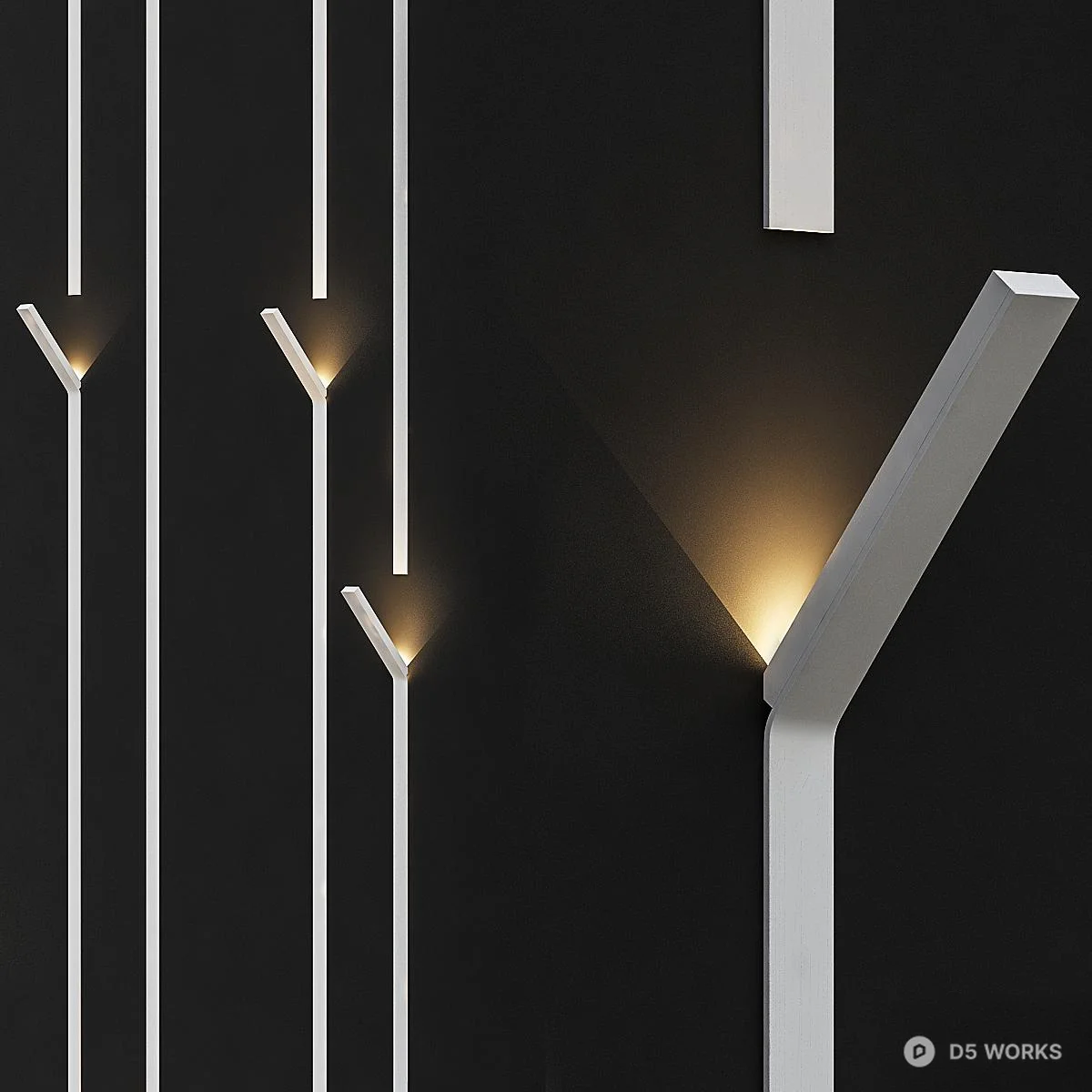 Modern Y-Shaped Wall Lamp 3d model - Image 1