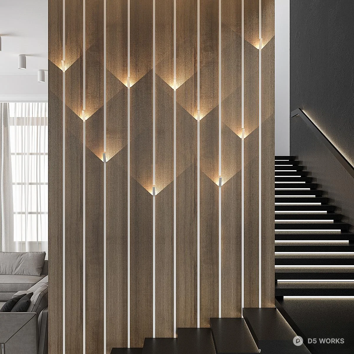 Modern Y-Shaped Wall Lamp 3d model thumbnail 4