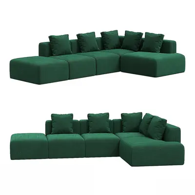 Modular Deep Green Sectional Sofa 3d model