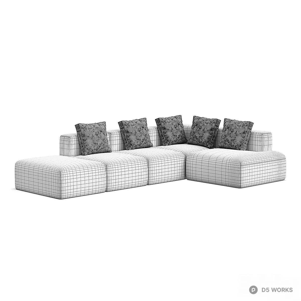 Modular Deep Green Sectional Sofa 3d model thumbnail 3