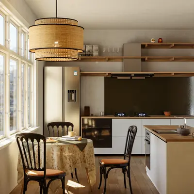 Mid-Century Modern French Open Kitchen