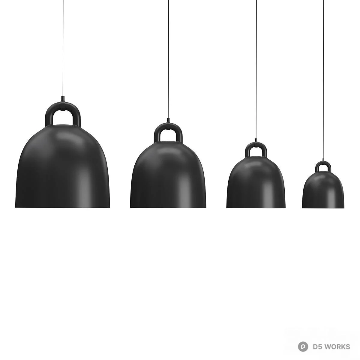 Minimalist Bell-Shaped Pendant Lights 3d model thumbnail 2