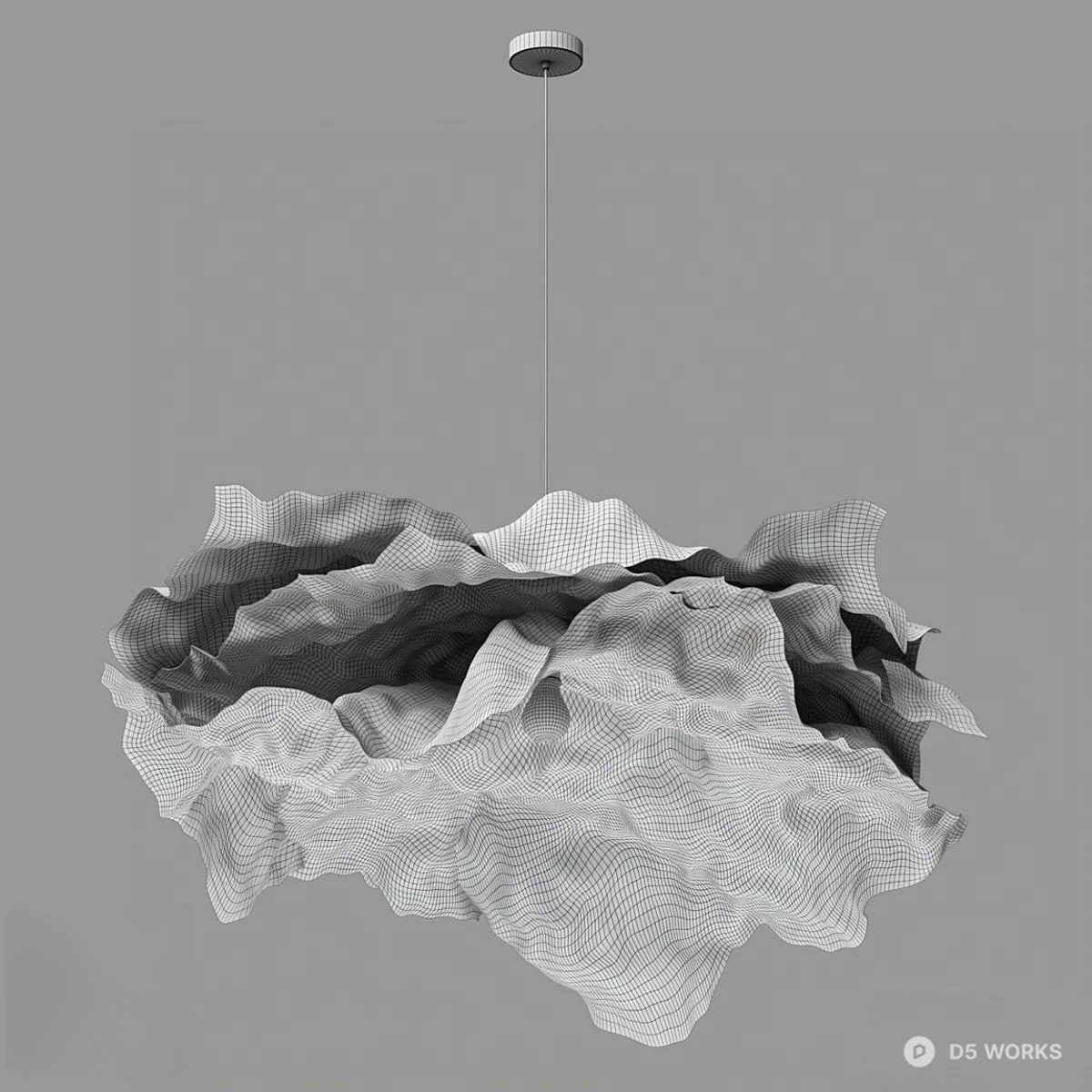 Cloud-Shaped Fabric Pendant Light 3d model thumbnail 2