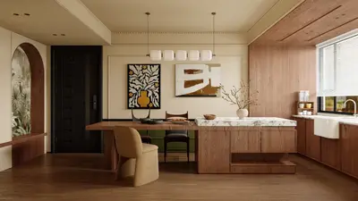 Mid-Century Modern Dining Room (Home) 3d model