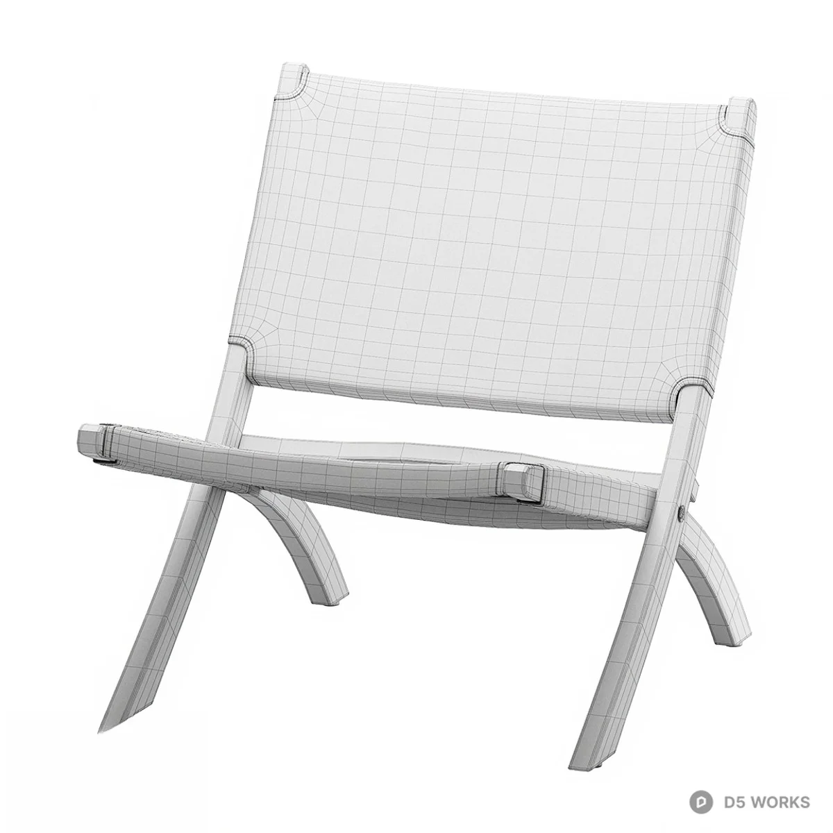 Leather Folding Leisure Chair 3d model thumbnail 2