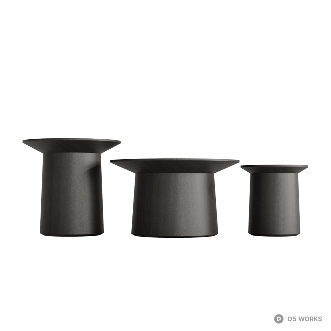 Minimalist Matte Gray Nesting Tables 3d model thumbnail 2