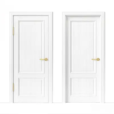 White Panel Door With Gold Handle 3d model
