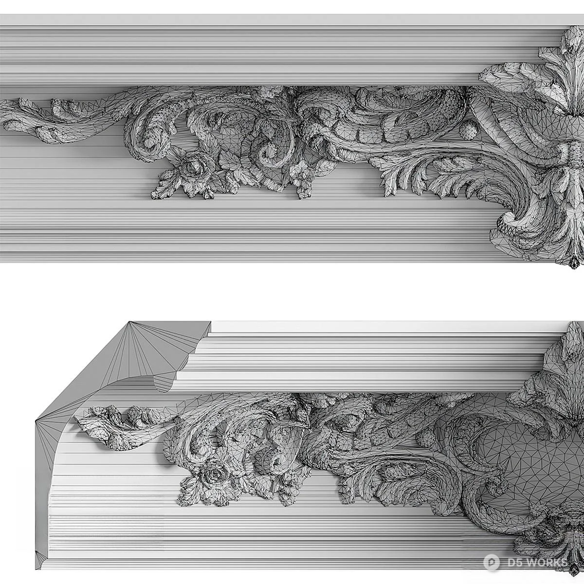 Ornate Cornice Molding 3d model thumbnail 2