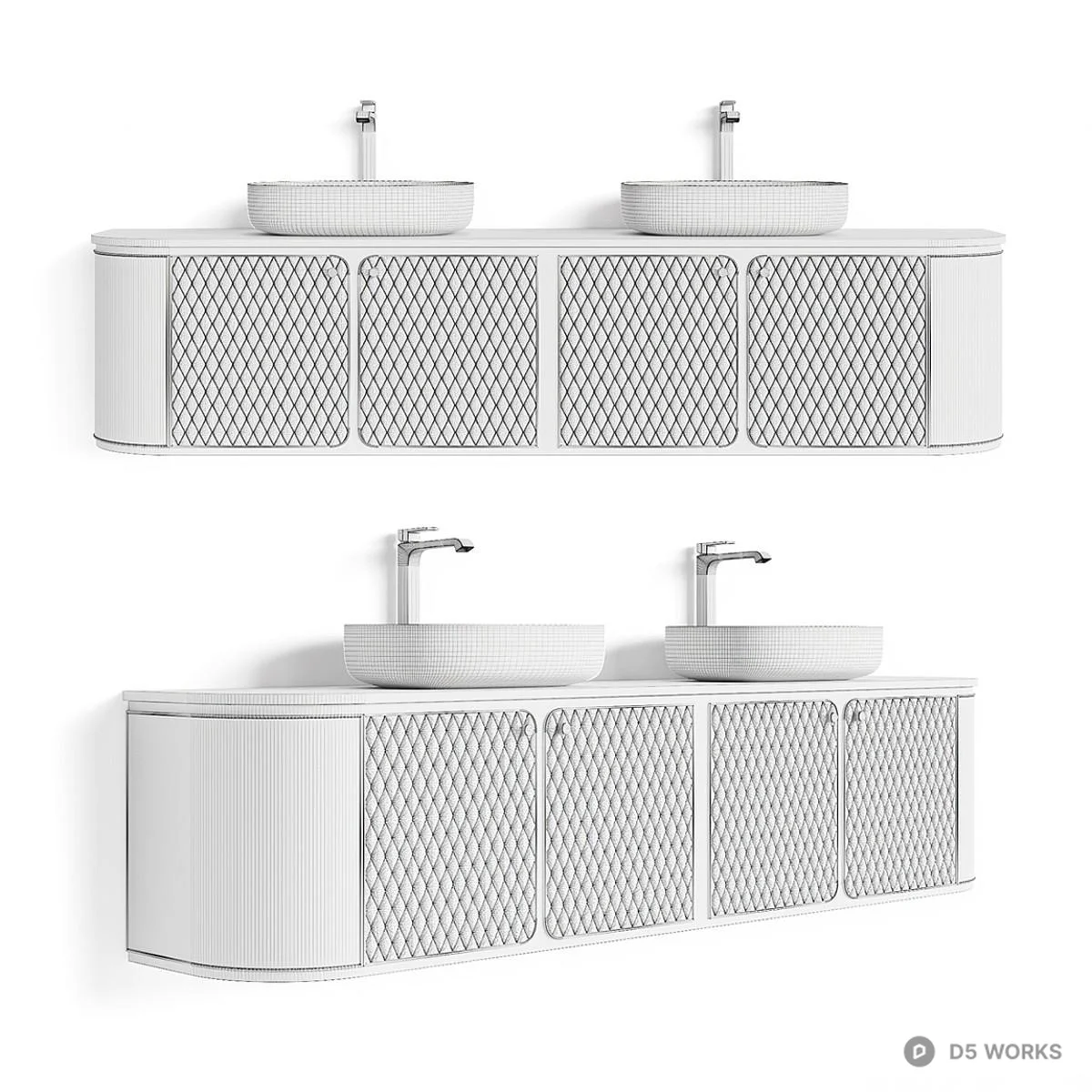 Luxury Wall Mounted Vanity Set 3d model thumbnail 3