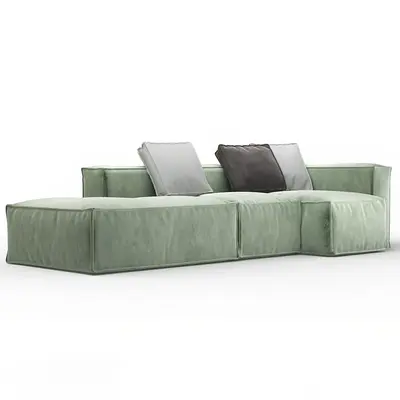 Olive Green Velvet Modular Sectional Sofa 3d model