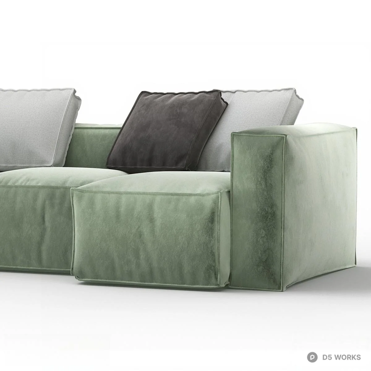 Olive Green Velvet Modular Sectional Sofa 3d model thumbnail 3
