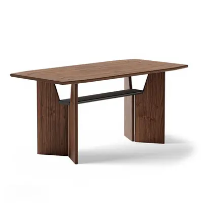 Scandinavian Walnut Dining Table With Geometric Leg Design 3d model