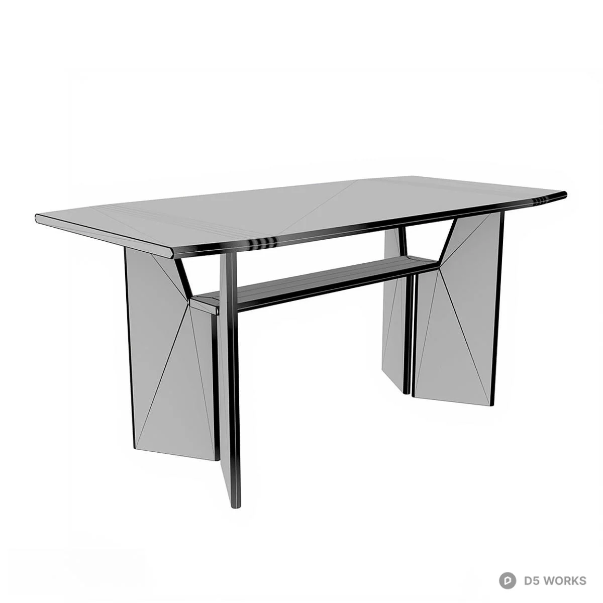 Scandinavian Walnut Dining Table With Geometric Leg Design 3d model thumbnail 4