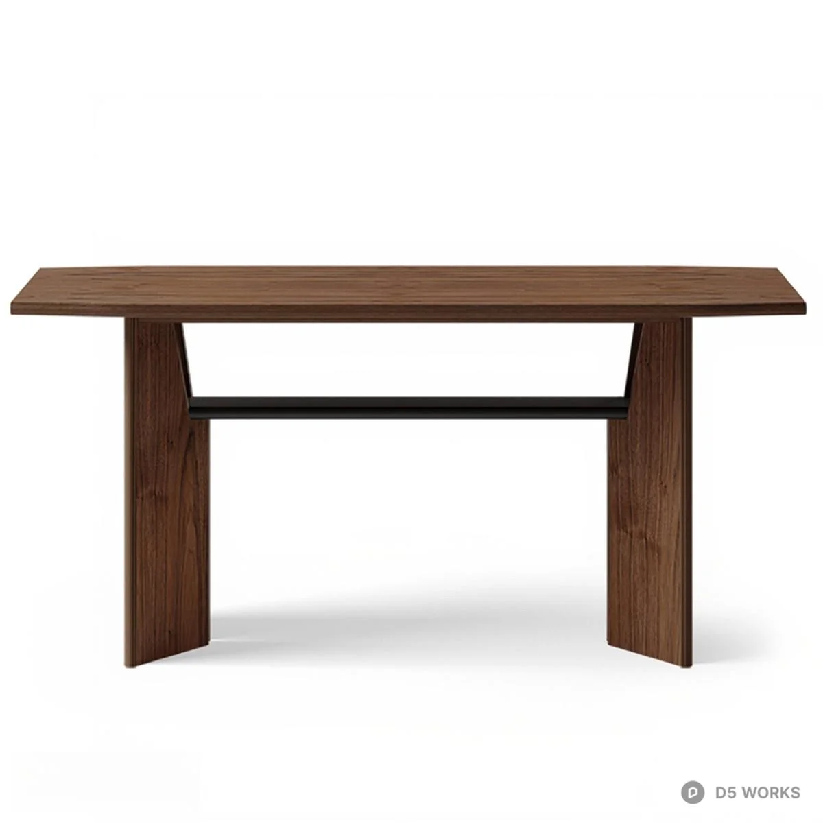 Scandinavian Walnut Dining Table With Geometric Leg Design 3d model thumbnail 2