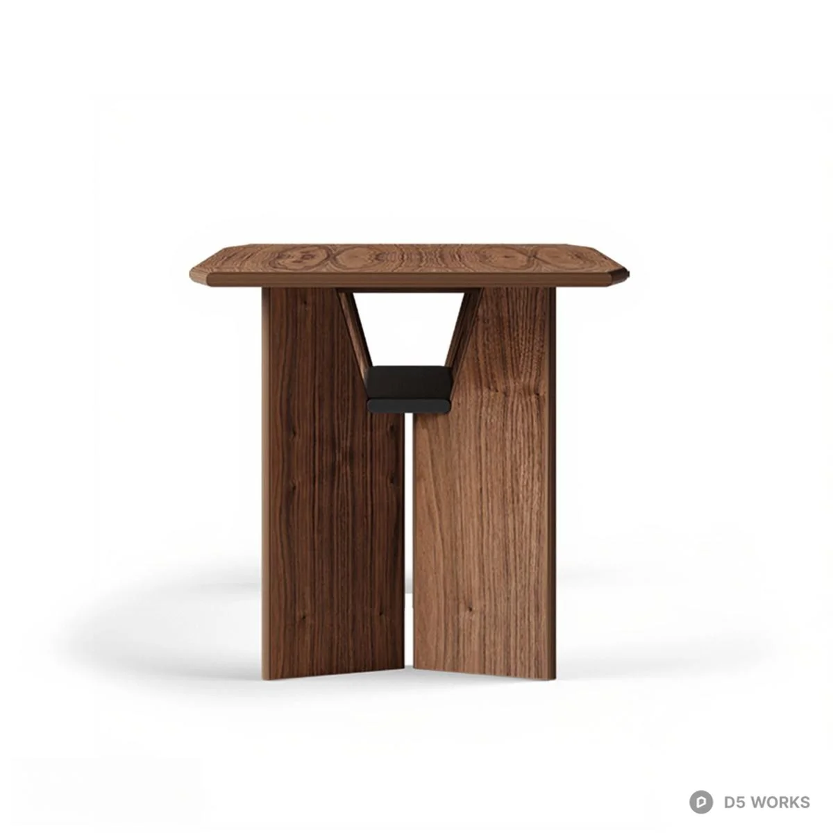 Scandinavian Walnut Dining Table With Geometric Leg Design 3d model thumbnail 3