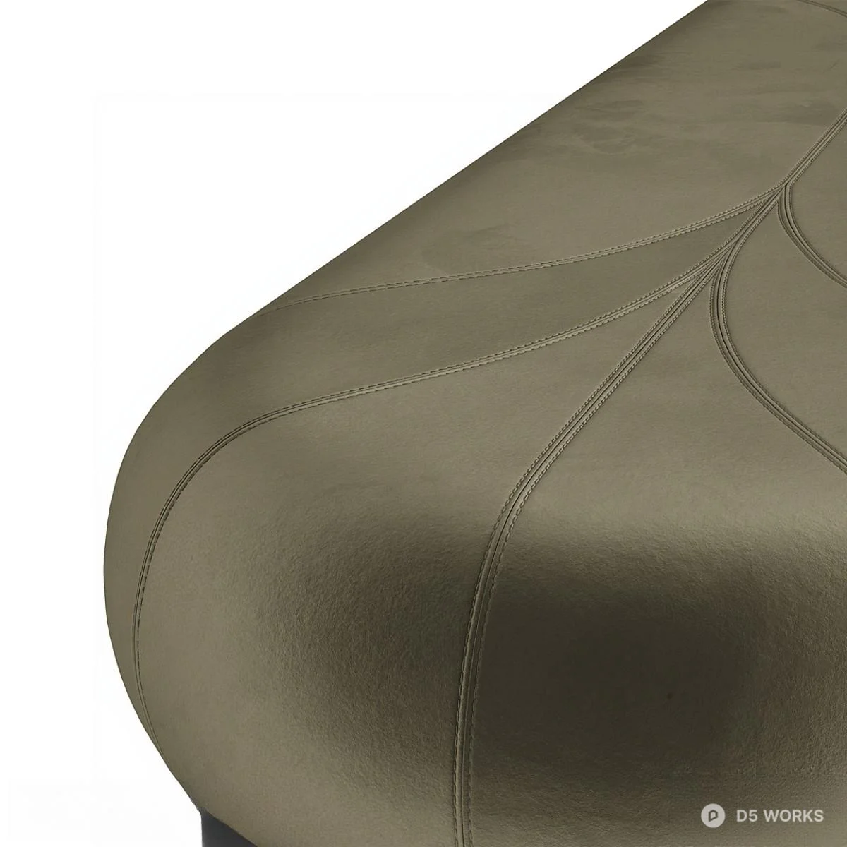 Olive Velvet Bench With Sculptural Legs 3d model thumbnail 2