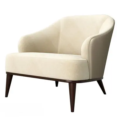 Velvet Armchair With Tapered Legs 3d model