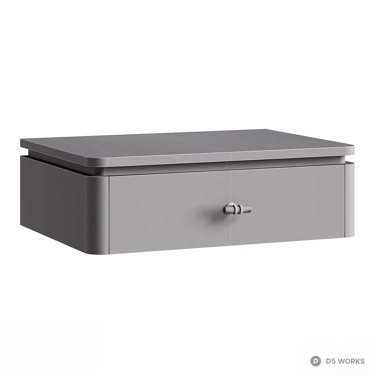 Minimalist White Wall-Mounted Nightstand With Gold Trim 3d model thumbnail 2