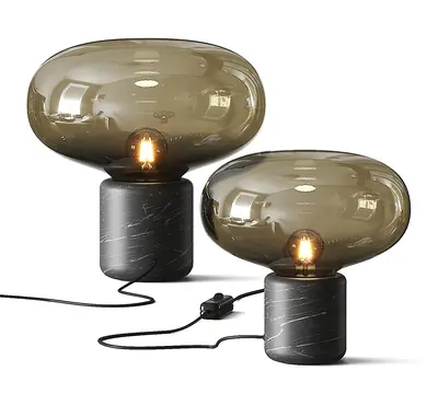 Smoked Glass Dome Table Lamp With Marble Base 3d model