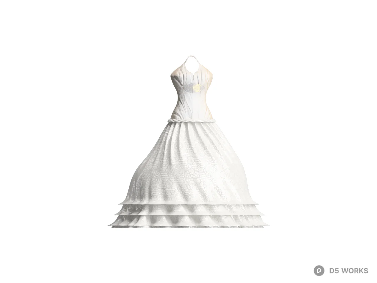 White Wedding Gown Sculpture 3d model thumbnail 2