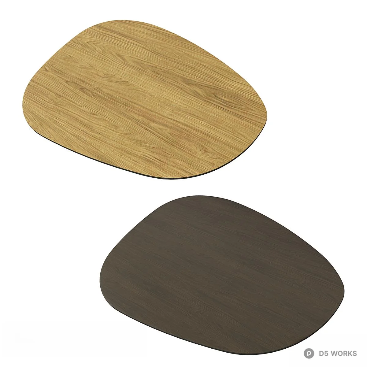 Asymmetrical Wood Top Side Table 3d model thumbnail 2