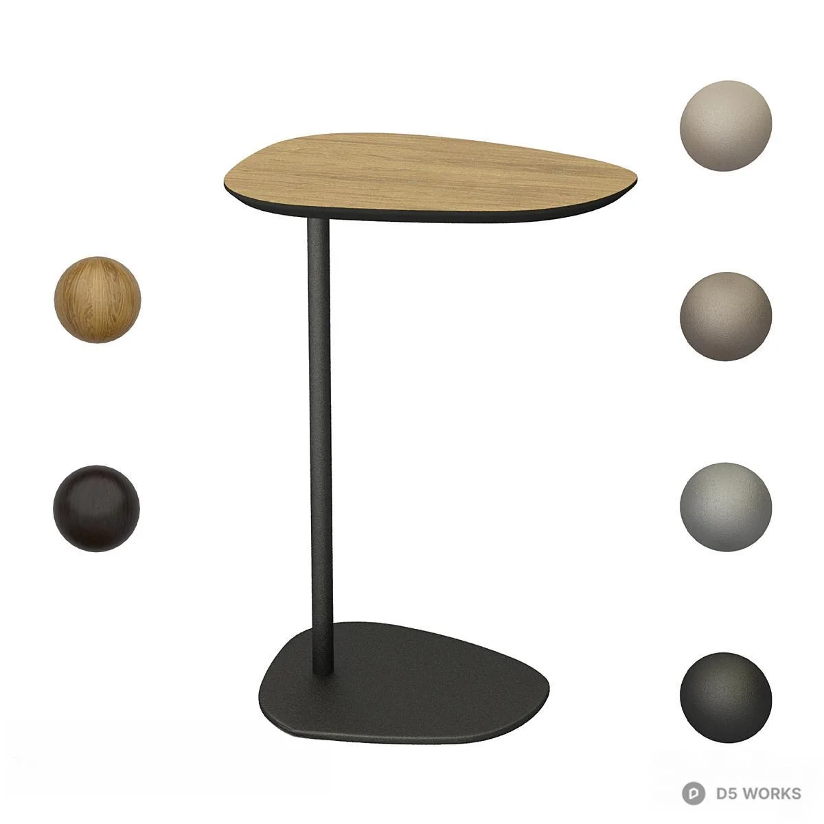 Asymmetrical Wood Top Side Table 3d model - Image 1