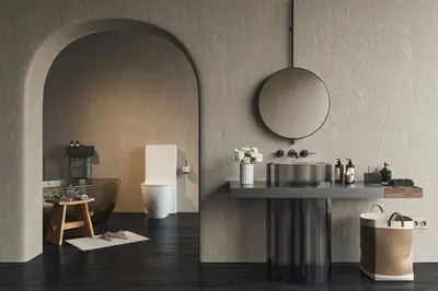 Minimalist Modern Bathroom With Arched Entrance 3d model