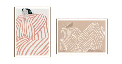 Abstract Line Art Wall Painting Set 3d model