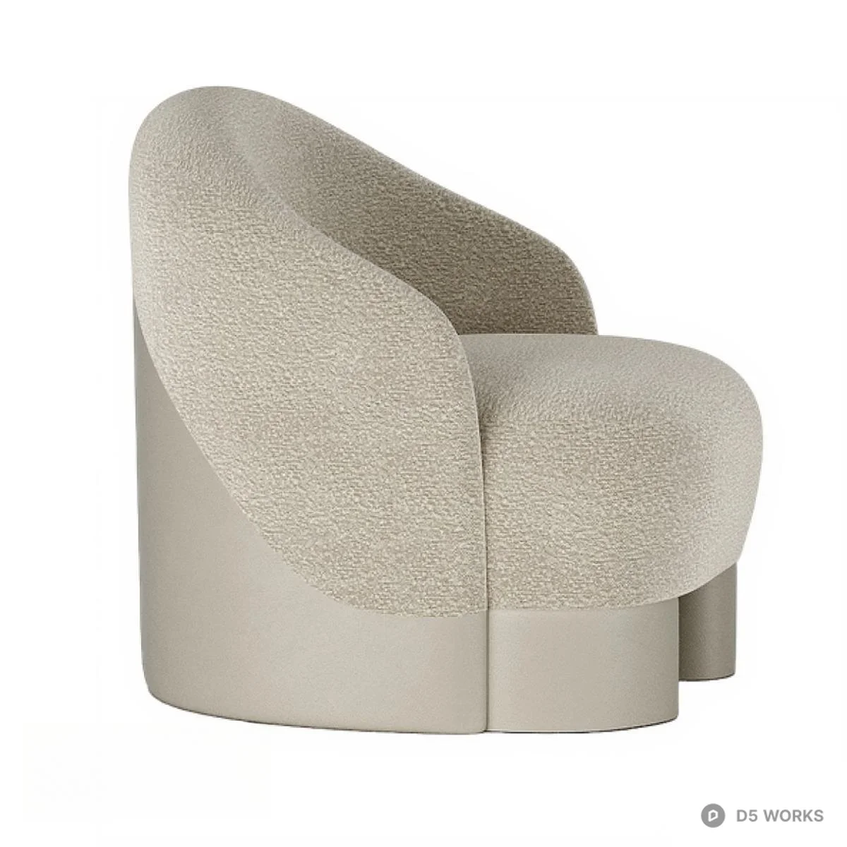Boucle Upholstered Leisure Chair 3d model thumbnail 3