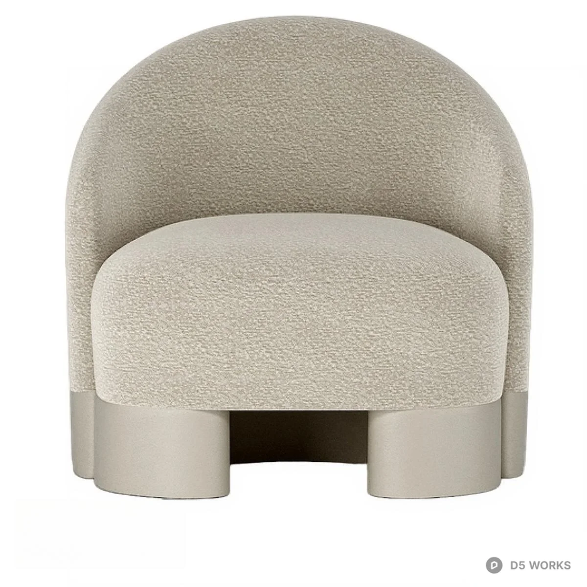 Boucle Upholstered Leisure Chair 3d model thumbnail 4