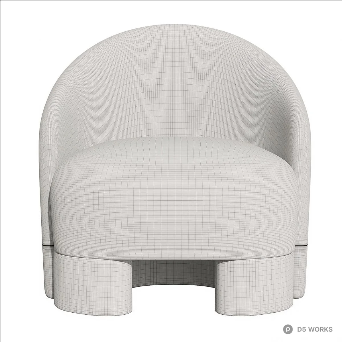 Boucle Upholstered Leisure Chair 3d model thumbnail 2