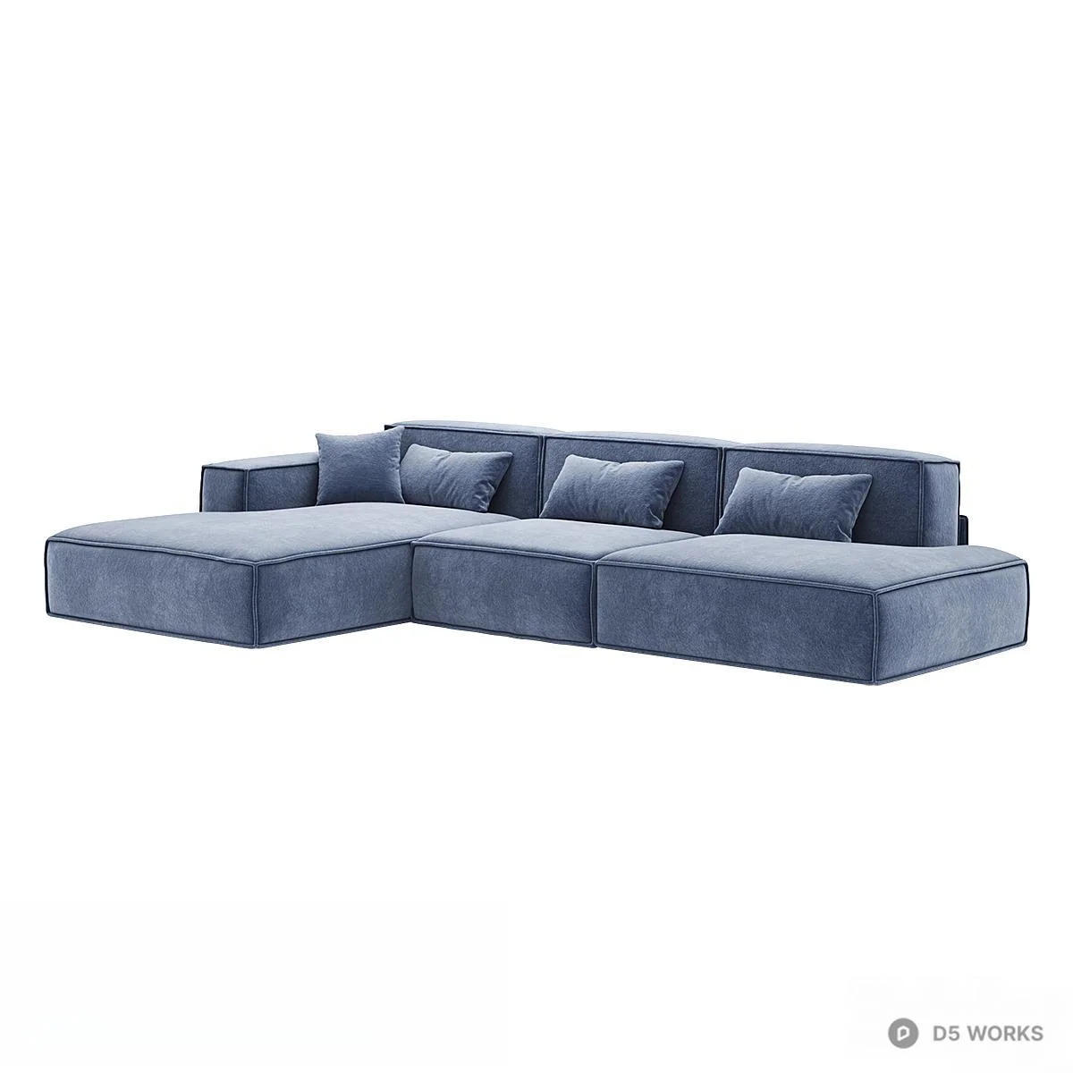 Modular Velvet Sectional Sofa 3d model - Image 1