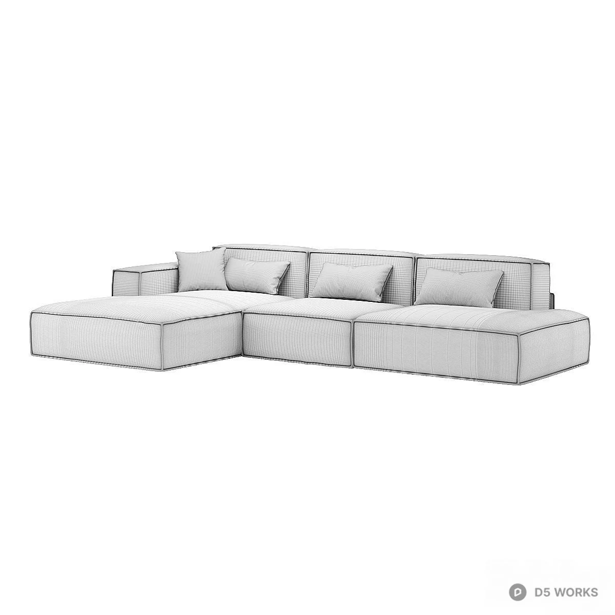 Modular Velvet Sectional Sofa 3d model thumbnail 2