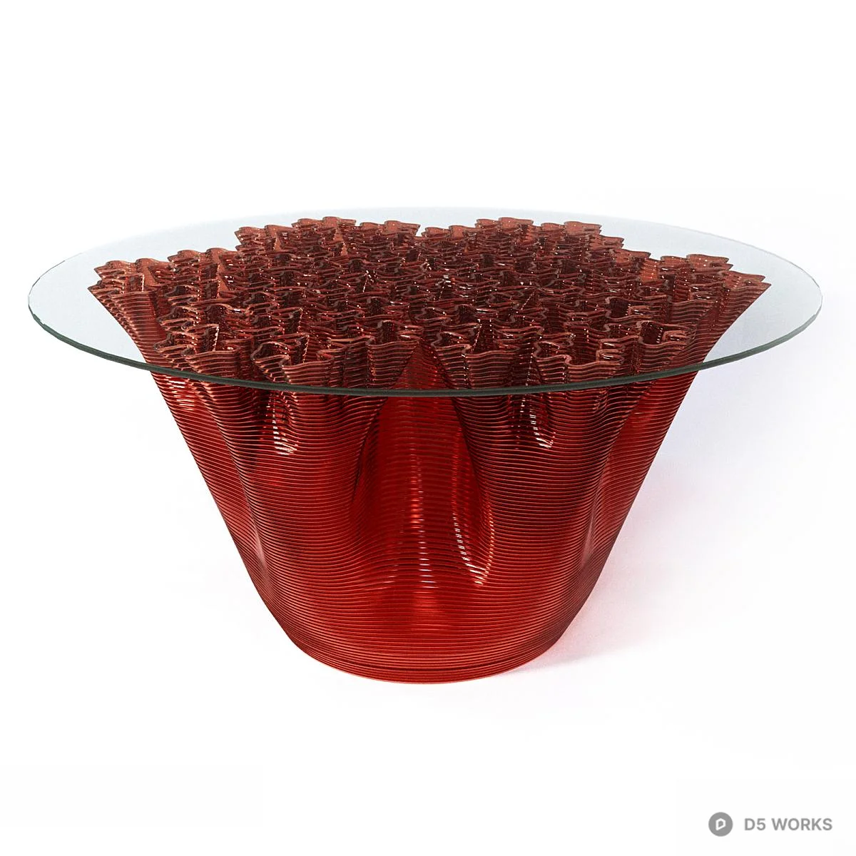 Red Textured Base Glass Top Coffee Table 3d model - Image 1
