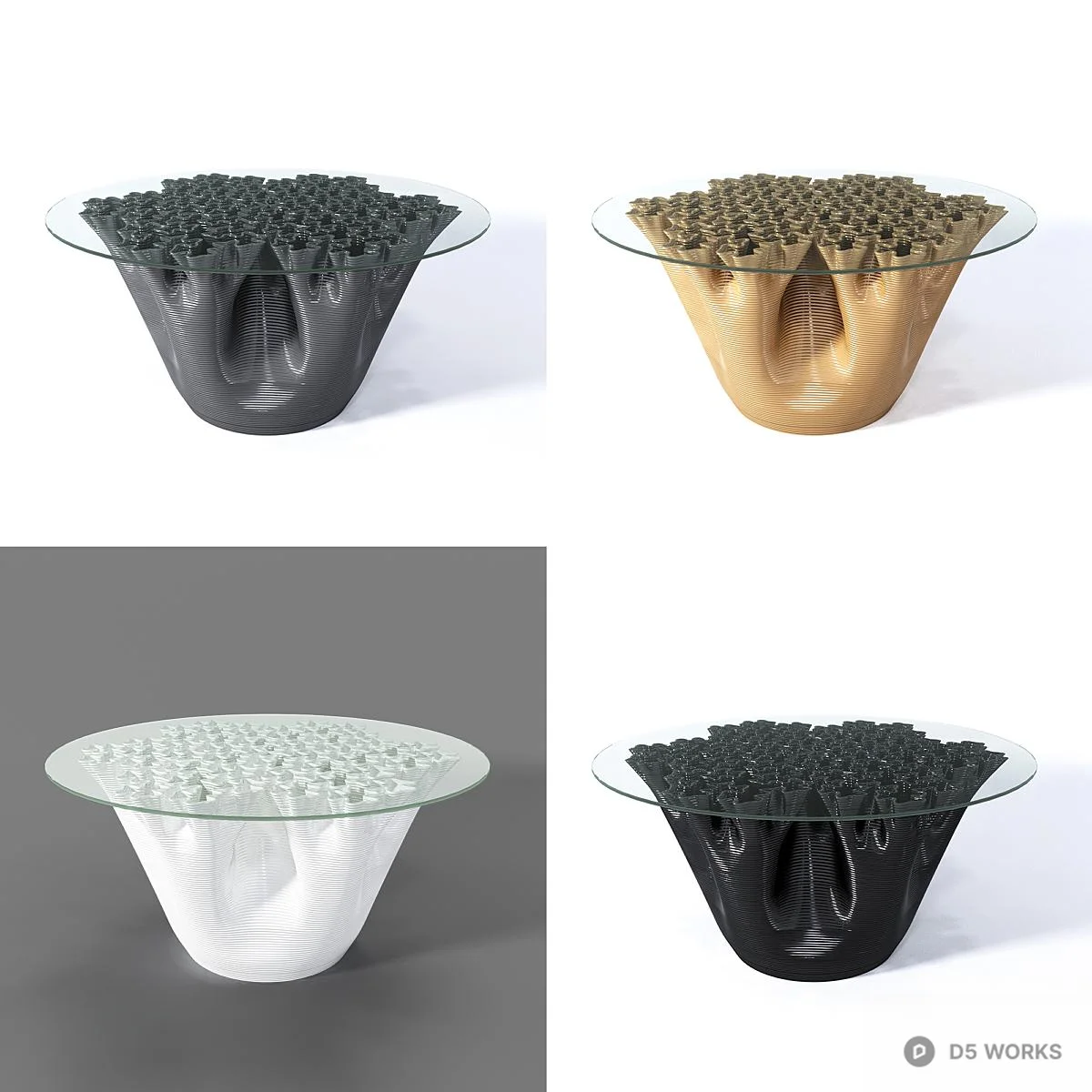 Red Textured Base Glass Top Coffee Table 3d model thumbnail 3