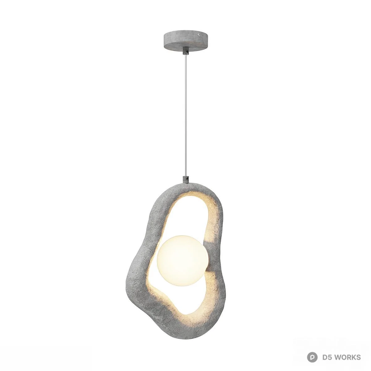 Organic Concrete Pendant Light 3d model thumbnail 2