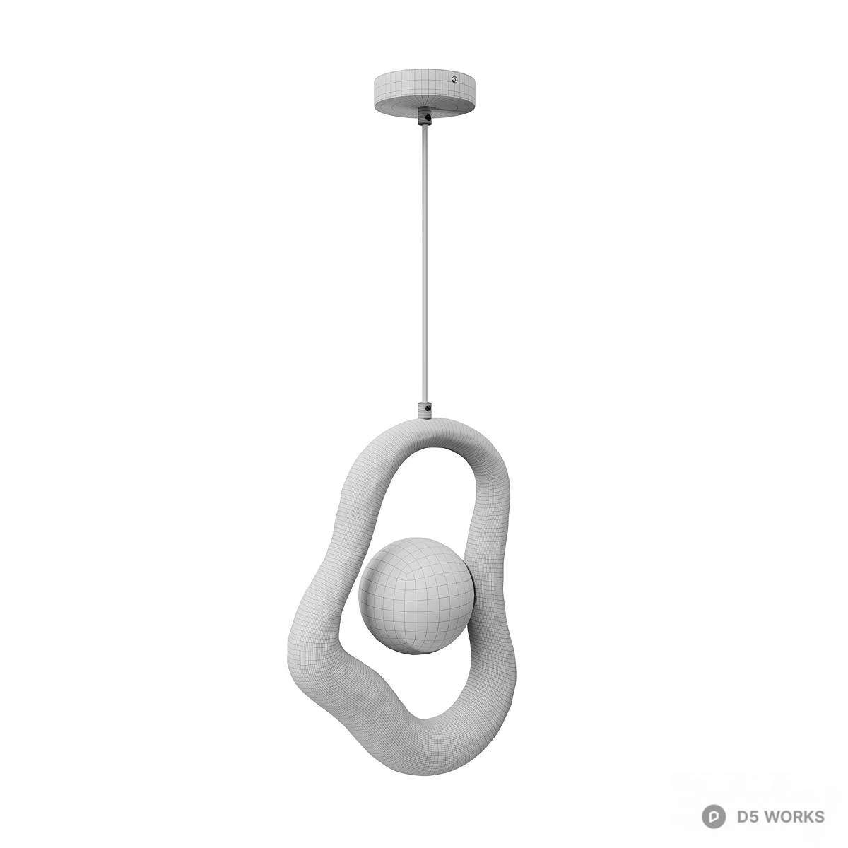 Organic Concrete Pendant Light 3d model thumbnail 6