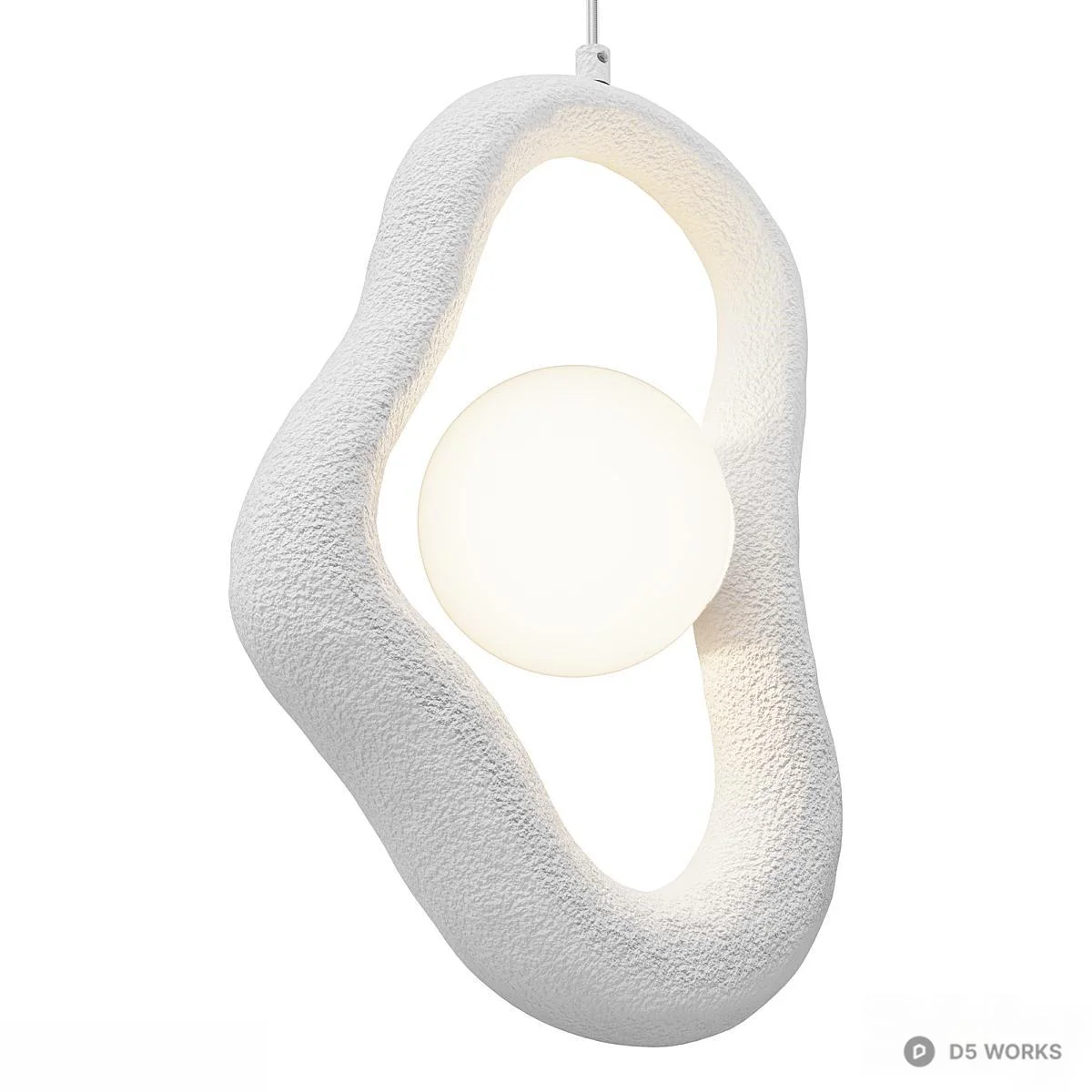 Organic Concrete Pendant Light 3d model thumbnail 5