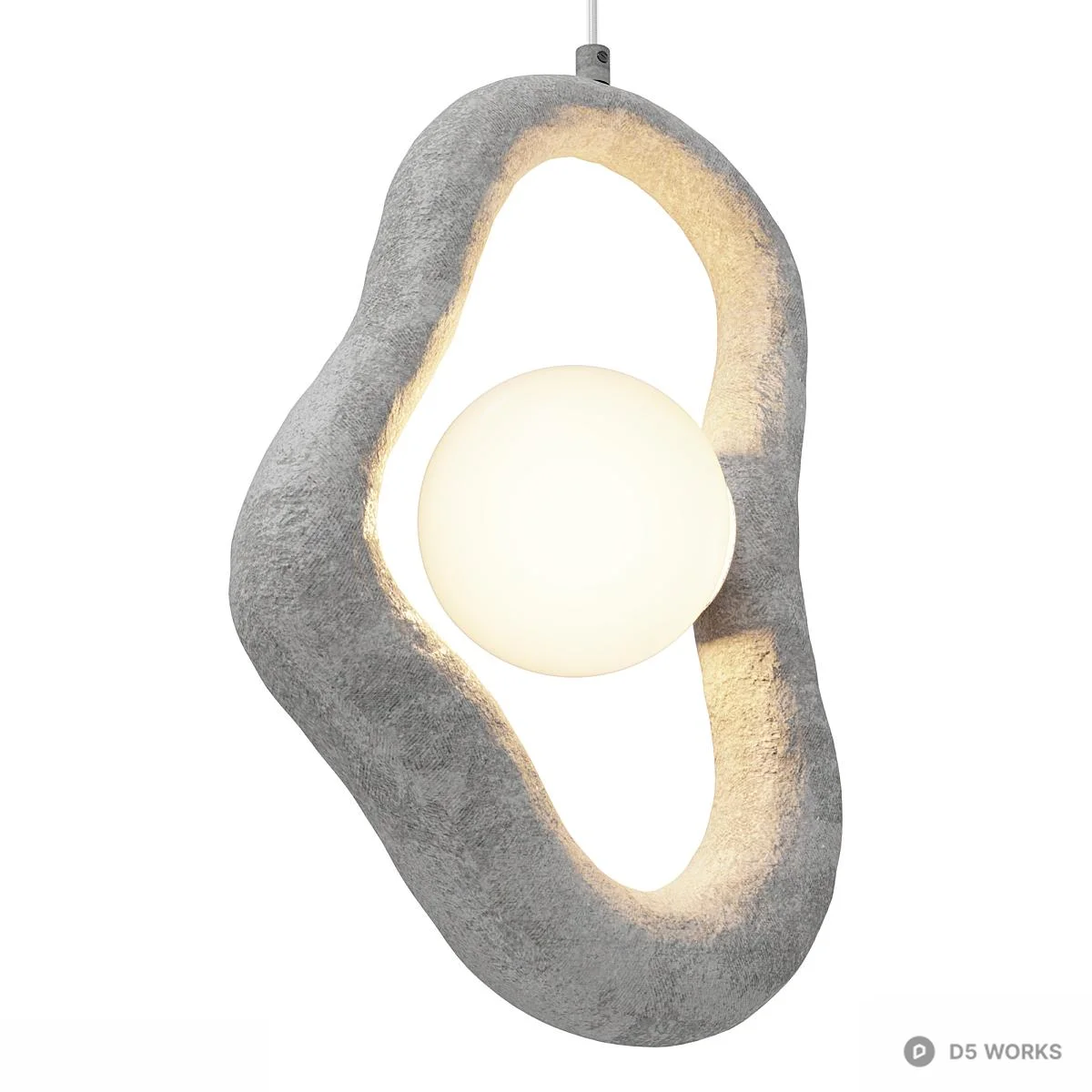 Organic Concrete Pendant Light 3d model thumbnail 3