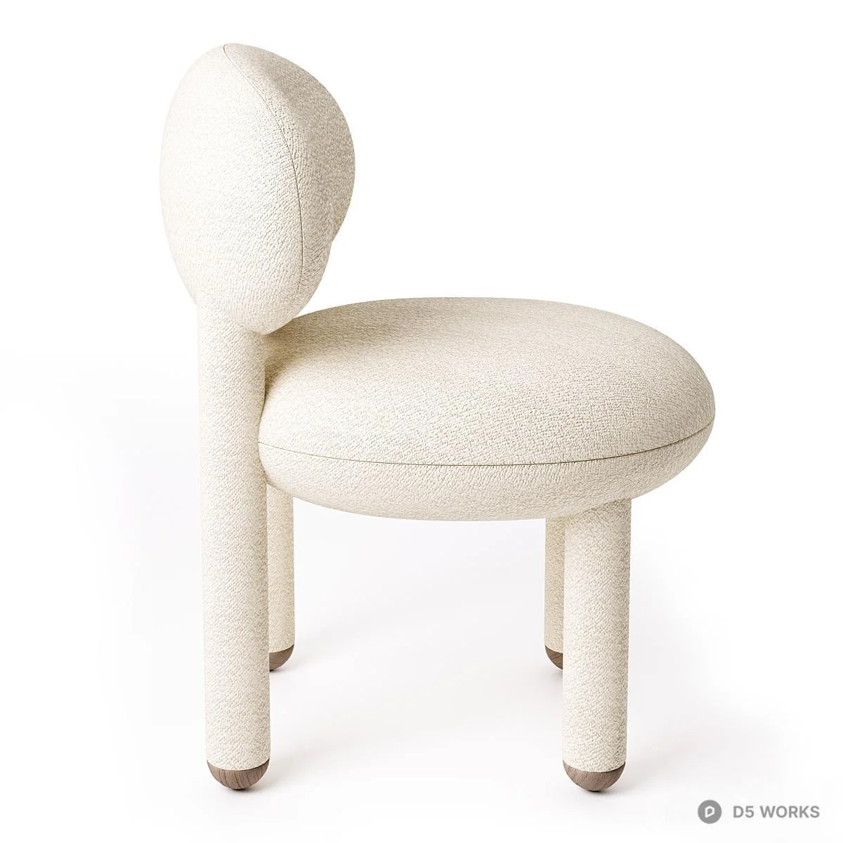 Textured Upholstered Leisure Chair 3d model thumbnail 2