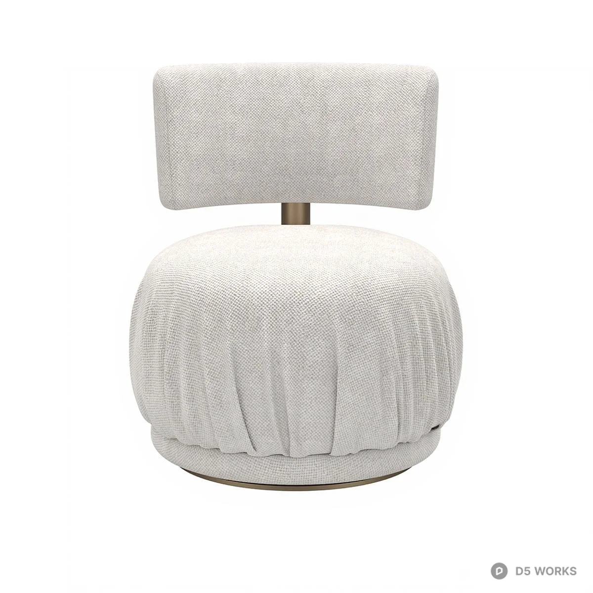 Upholstered Swivel Chair With Pleated Skirt 3d model thumbnail 3